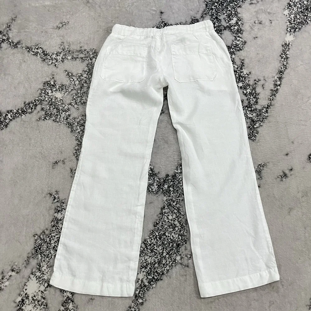 James Perse Linen Pants White Drawstring Wide Leg Relaxed USA Size 1 Small - Picture 6 of 11